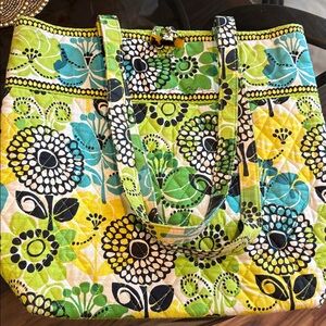 Vera Bradley Floral Tote Bag - Green and Yellow
